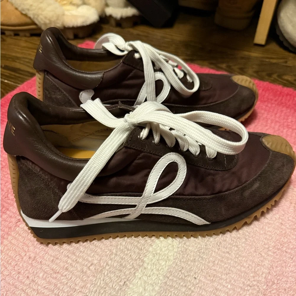 Loewe Flow Runner Nylon and Suede Sneakers in Chocolate Brown ‘Shitake Mushroom’ - Picture 13 of 16